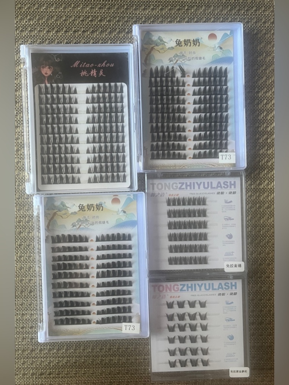5 sets of DIY cluster false eyelashes designed for easy application.
